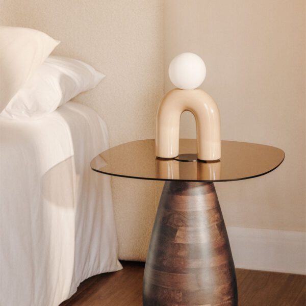 Mariana Glass & Wood Bedside Table 50x50 cm