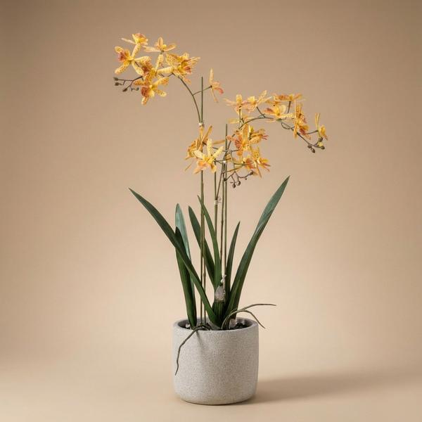 Renanthera Orchidee Geel & Oranje in pot - 56 cm - Kunstplant