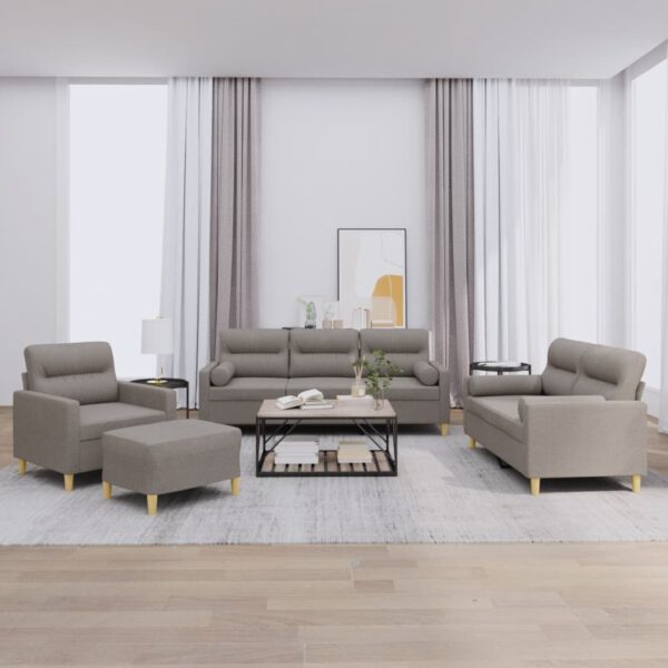 vidaXL 4-delige Loungeset met kussens stof taupe