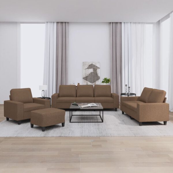 vidaXL 4-delige Loungeset stof bruin