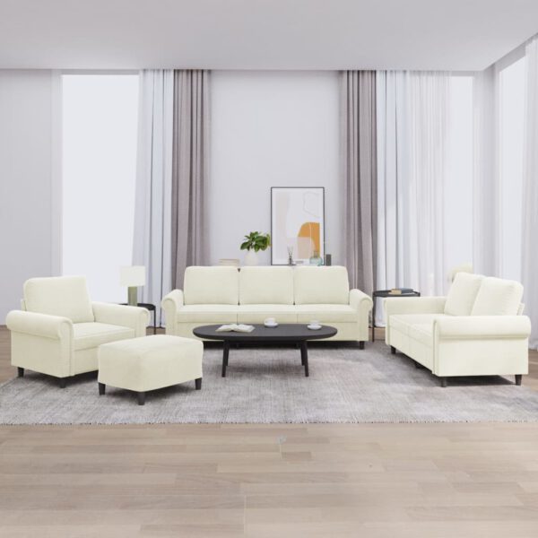 vidaXL 4-delige Loungeset met kussens fluweel cr猫mekleurig
