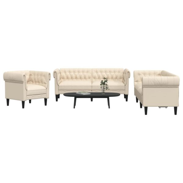 vidaXL 3-delige Loungeset stof cr猫mekleurig
