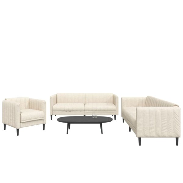 vidaXL 3-delige Loungeset stof cr猫mekleurig
