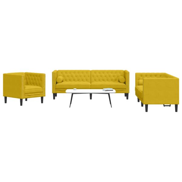 vidaXL 3-delige Loungeset Chesterfield met bolsters fluweel geel