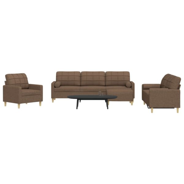 vidaXL 4-delige Loungeset met voetenbank en kussens stof bruin