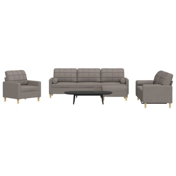 vidaXL 4-delige Loungeset met voetenbank en kussens stof taupe