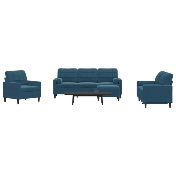 vidaXL 4-delige Loungeset met kussens en bolsters fluweel blauw