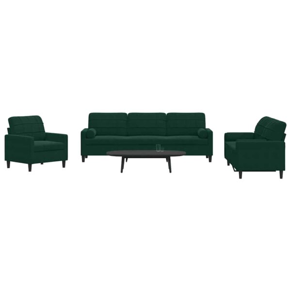 vidaXL 3-delige Loungeset met kussens en bolsters fluweel donkergroen