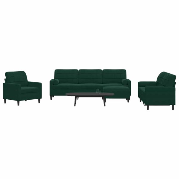 vidaXL 4-delige Loungeset met kussens en bolsters fluweel donkergroen
