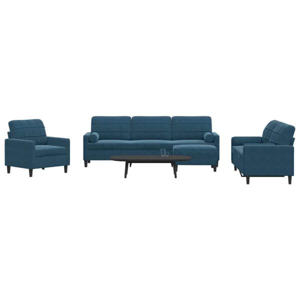 vidaXL 4-delige Loungeset met kussens en bolsters fluweel blauw