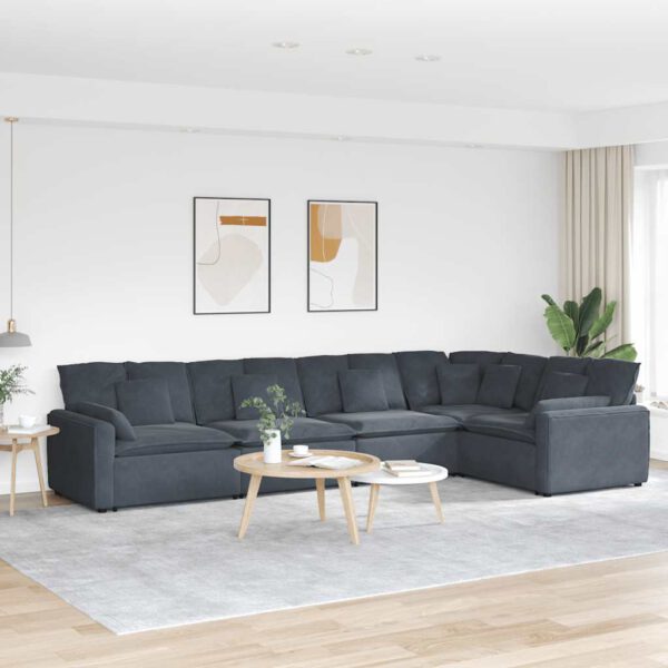 vidaXL Modulaire bank met kussens fluweel donkergrijs
