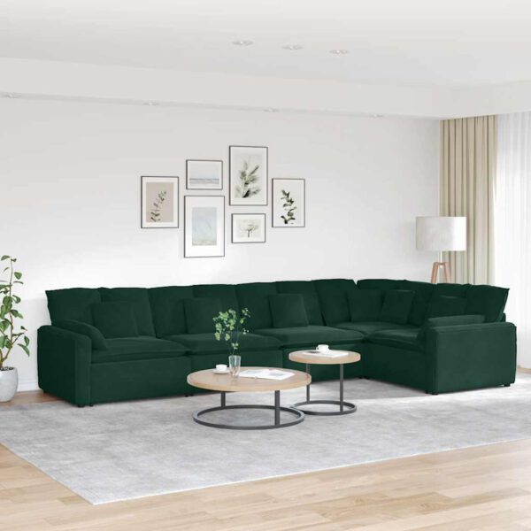 vidaXL Modulaire bank met kussens fluweel donkergroen