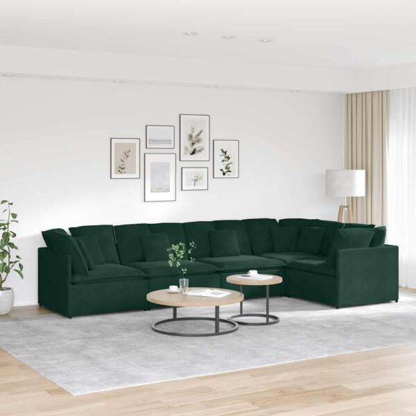 vidaXL Modulaire bank met kussens fluweel donkergroen