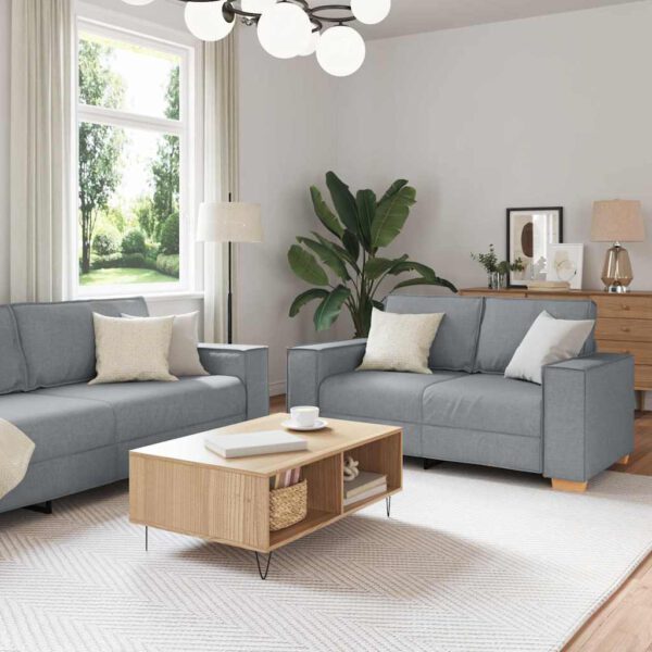 vidaXL Bank 3 pcs Lichtgrijs 220 x 80 x 84 cm Linnen-mix stof
