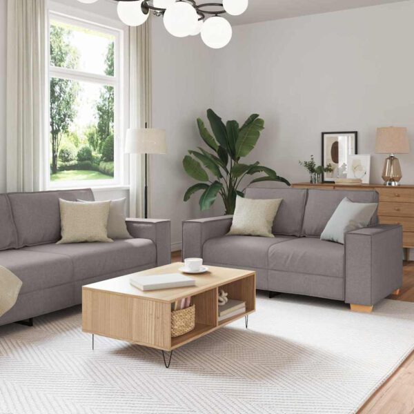 vidaXL Bank 3 pcs Taupe 220 x 80 x 84 cm Linnen-mix stof