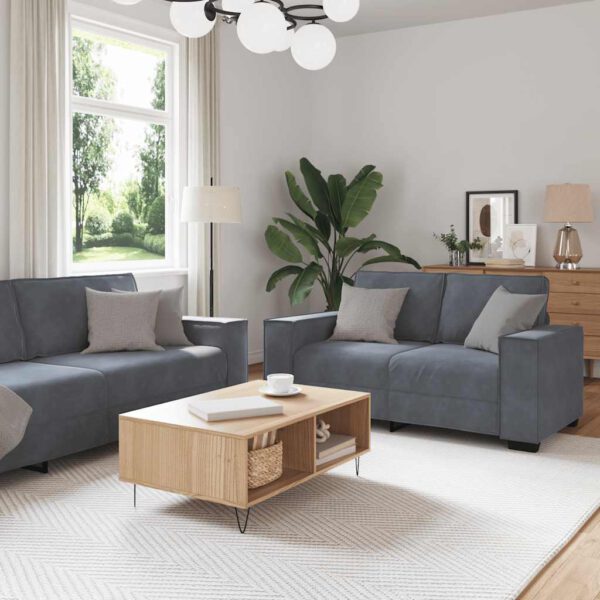 vidaXL 3-delige Loungeset met kussens fluweel donkergrijs