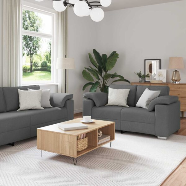 vidaXL Bank 3 pcs Donkergrijs 219 x 80 x 82 cm Linnen-mix stof