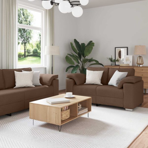 vidaXL Bank 3 pcs Bruin 219 x 80 x 82 cm Linnen-mix stof