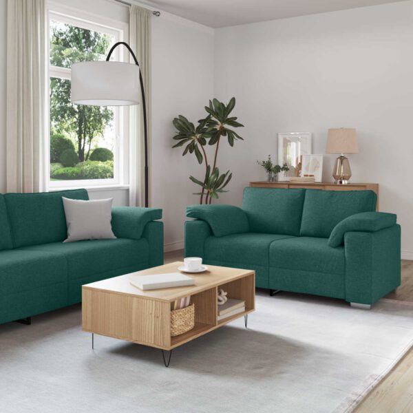 vidaXL Bank 3 pcs Donkergroen 219 x 80 x 82 cm Linnen-mix stof