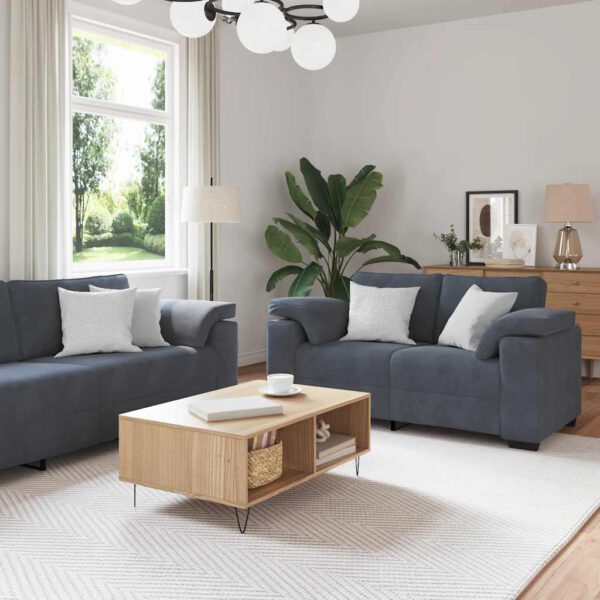 vidaXL 3-delige Loungeset met kussens fluweel donkergrijs