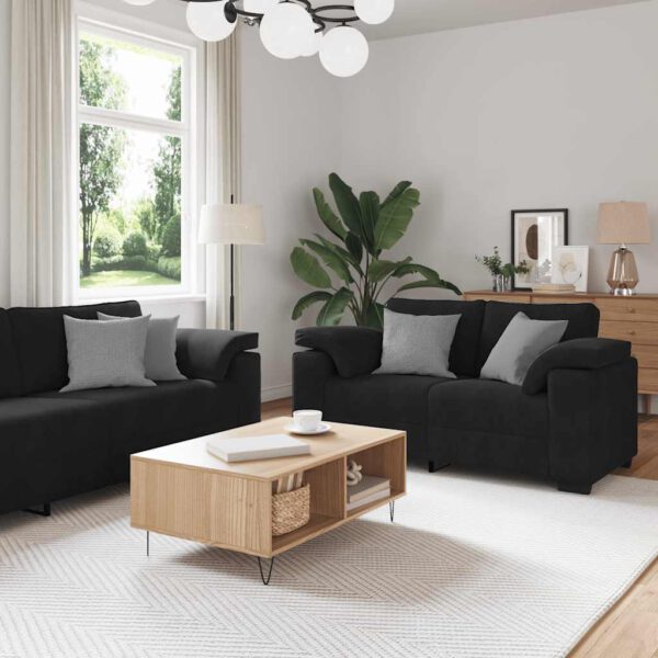 vidaXL 3-delige Loungeset met kussens fluweel zwart