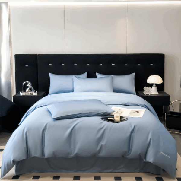 Kussensloop 100% katoen – Veerblauw elegant